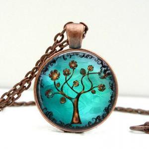 Copper Tree Necklace: Picture Pendant. Art..
