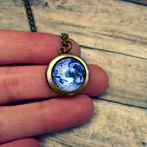 Earth Locket Necklace: Picture Pendant. Art..