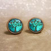 Copper Tree Earrings: Post Style. Handmade Jewelry (1001)