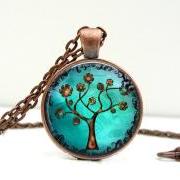 Copper Tree Necklace: Picture Pendant. Art Pendant. Handmade by Lizabettas
