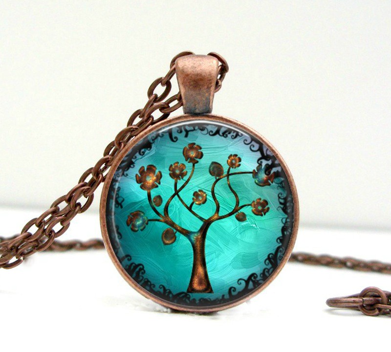 Copper Tree Necklace: Picture Pendant. Art Pendant. Handmade By Lizabettas
