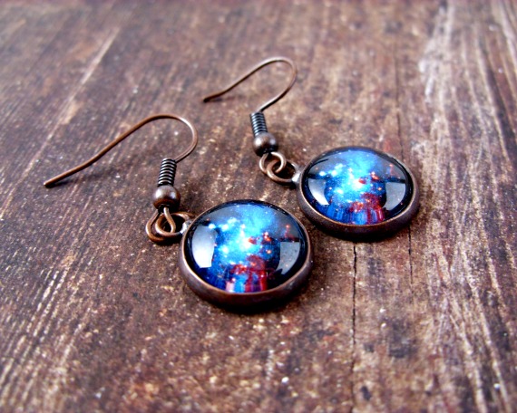 Space Sparkle Earrings: Dangle Style. Handmade Jewelry