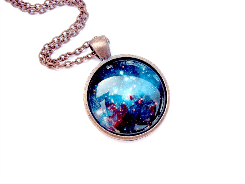 Space Sparkle Necklace: Picture Pendant. Art Pendant. Handmade By Lizabettas